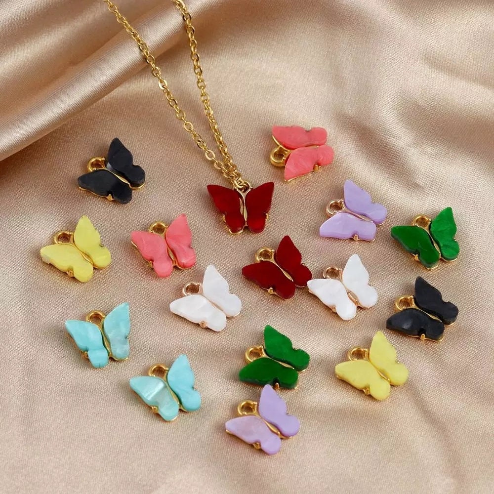 Cute 14mm Butterfly Charms Alloy&acrylic Material for DIY - Etsy