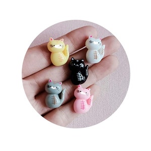 Résine de dessin animé mignon animal chats Style épingle à cheveux pendentif scrapbooking artisanat bricolage miniature ornement accessoires