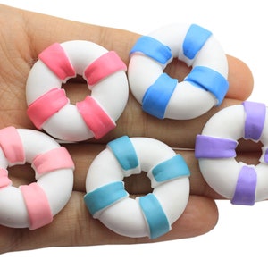 Pastell Life Ring Resin Flatback Charms Kawaii Miniatur Life Buoy Ornamente Schwimmen Ring Charm Schmuck Charms Charms