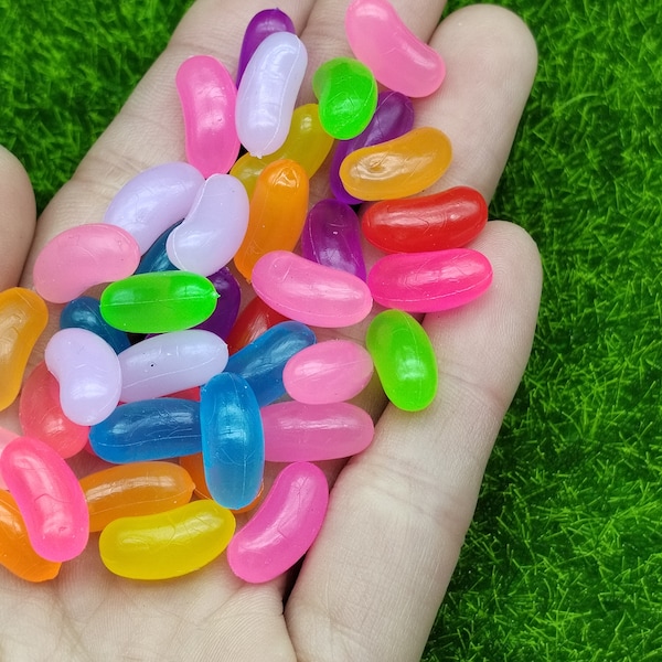 Mini Resin Jelly Beans DIY Lizun Simulation Food Sweets Deco Parts Fake Candy Cake Fluffy Clear Slime Supplies Accessories