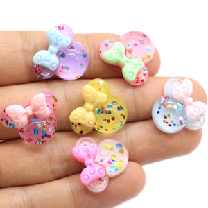 Cabochões de resina com glitter fofos da Minnie com costas retas para decoração de celular e scrapbooking com frete grátis