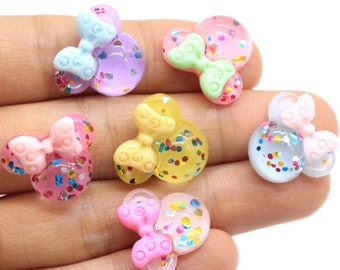 Cute Glitter Minnie Head Resin Flat Back Cabochons DIY For Phone Deco Scrapbooking Free Shipping Charms