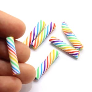 Kawaii Polymer Clay Candy Regenbogen Farbe Sweet Decoden 25*5MM Clay Essen DIY