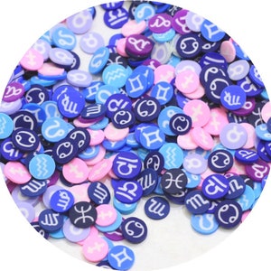 5mm Signs Of The Constellation Polymer Clay Scheiben für DIY Basteln Kunststoff Klei für Nail Art Zubehör, Crystal Slime fill