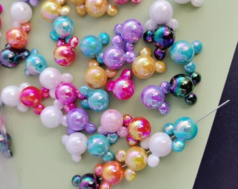 16mm UV Mickey Acrylic Beads Mixed Color Spacer Loose Beads For Jewelry Making Necklace Bracelet Handmade Crafts DIY
