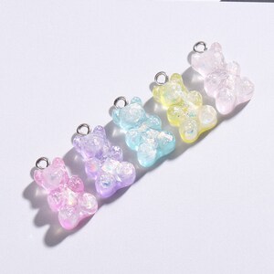 Cabochon glitterati con orsetti gommosi a dorso piatto in resina da 16 mm e 30 mm per collane, pendenti e orecchini fai da te
