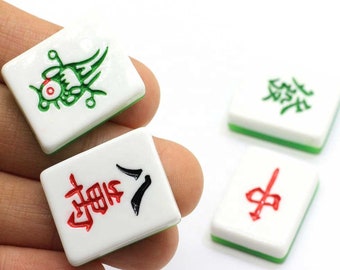 Harz Entzückende Chinesische Mahjong Charms Good Luck Ohrring Halskette Armband Bead Anhänger DIY Schmuck Decoden Cabochon Schlüsselanhänger Zubehör