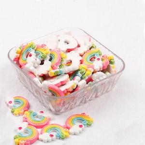 Flat Back Rainbow Resin Rainbow Cloud Cabochons Resin DIY Hair Bows Clips Embellishment Accessories Crafts Resin