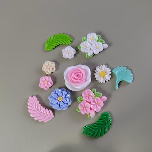 Lebendige Harz Blume Set 3D flache Rückseite Verschönerungen Harz Blume Cabochons Junk Cases Charms