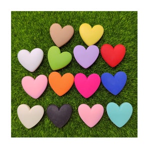Cabochon à dos plat en résine, couleur mate, 36 mm, coeur plat pour broche, porte-clés pour accessoire, ornement de scrapbooking