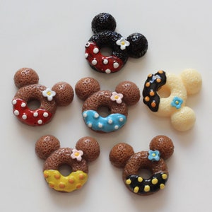 50/100PCS 20 * 25 mm Kawaii Cartoon Donut Flat Back Resina Cabochon Simulateion Doughnut Dollhouse Deco Parts Hiar Bow DIY