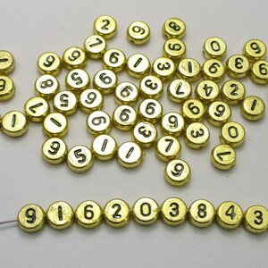Contas espaçadoras soltas de acrílico com números redondos de 7 x 4 mm 0-8 para fazer joias, acessórios para pulseiras faça você mesmo