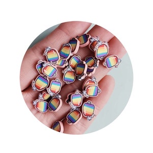Vente en gros tranches d'argile polymère Popsicle arc-en-ciel de 5 mm 10 mm pour l'art en résine / Art d'ongles / Gobelet boule à neige / Artisanat / Joli gommage de crème glacée