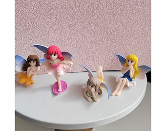 4 Styles Miniature Garden Fairies Figurines Resin Mini Fairy Statue Figure Fairy Garden Ornaments Decorations Accessories