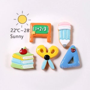 Neuankömmlinge Flachrücken Resin Schulartikel Kunstharz Bücher Tafel Bleistift DIY Resin Cabochons Accessoires für Kinder Haar