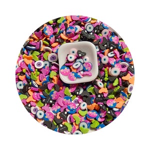Púrpura Naranja Verde Murciélagos Ojos Tema Noche Mixta Arcilla Polimérica Slime Sprinkles Rellenos Artesanales DIY