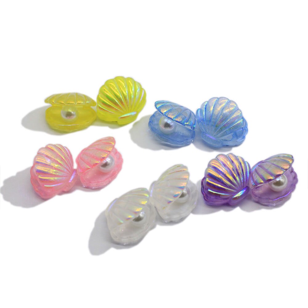 Kawaii Cute Color Plated Pearl Shells Flat Back Resin - Etsy
