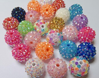 50/100 stks Hot 10 mm/12 mm/14 mm/16 mm/18 mm/20 MM Mode DIY Kralen Sieraden maken Ronde Chunky Hars Strass Losse Spacer Kralen