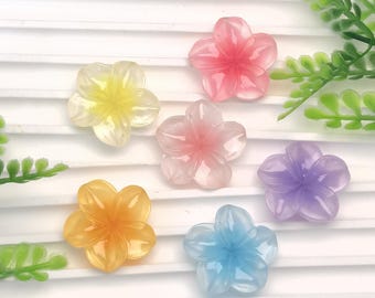 25mm Plumeria Resin Cabochons Flatback Charms Mini Hawaiian Flower for Jewelry Making, Scrapbooking, Phone Case Crafts, Slime