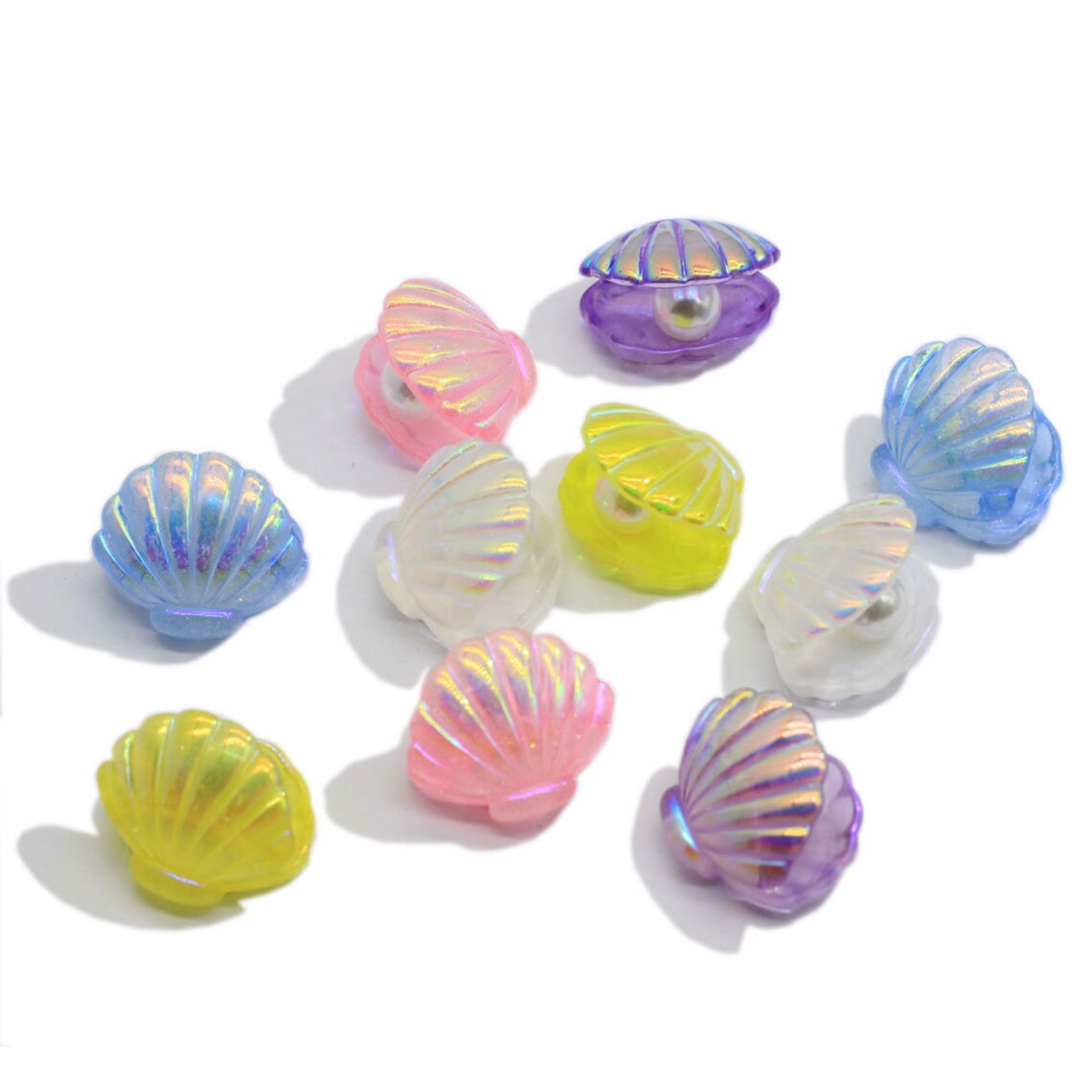 Kawaii Cute Color Plated Pearl Shells Flat Back Resin | Etsy