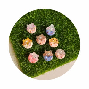 12mm Resin Mini Bear Rabbit Panda Pig Donut Flat Back Cabochon Scrapbook Kawaii DIY Embellishments Accessories