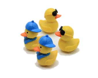 Funny Cute Glasses Hat Tourist Cool Duck Resin Miniature Dollhouse Fairy Garden Decoration Resin Crafts Home Plants Bonsai Decoration
