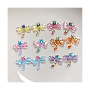 Sweet Luxury Butterfly Dragonfly Nail Art Charms 3D Resin Kawaii Accessories Nail Crystal Decorations DIY Ice Clear Carft Ornament