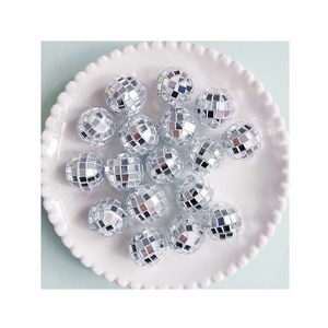 Gold 21mm Mini Disco Ball Beads Cake Decoration Birthday Table Decorations 70s Theme Disco Party Dance Party Supplies #2-silver