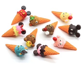 Cabochon in resina alimentare con simulazione 3D, topo dei cartoni animati, cabochon in miniatura per gelato, accessori fai da te, abbellimenti, scrapbooking