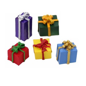 Kerstcadeau doos simulatie miniatuur beeldjes hars Cabochon ambacht fairy tuin ornamenten accessoires DIY scrapbooking