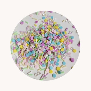 Bonbons ronds de couleur pastel tranches mélangées en pâte polymère, grains de sucre saupoudrés pour bricolage, accessoires de remplissage