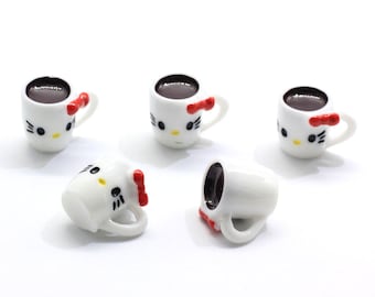 Kawaii 3D Cat Coffee Cup Bottle Resin Slime Charms Plasticine Slime Accessories Beads Making Supplies For DIY Scrapbooking Crafts