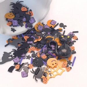 Purple Monster Black Cat Spider Polymer Clay Slices Halloween Vampire Slices for Craft Sprinkles, Slime and Resin Fillers