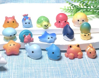 Miniaturas de animales marinos de resina, pequeñas figuras oceánicas, animales marinos en miniatura de plástico, adornos para acuario, micro jardín de hadas para pecera, bricolaje.