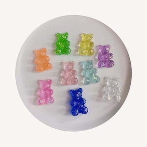 New Arrival 30mm Tall Glitter Resin Mixed Color Gummy Bear Charms For Making Jewelry DIY wholesale