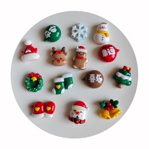 Breloque de noël en résine pour enfants, breloques de remplissage de Slime, Cabochons à dos plat