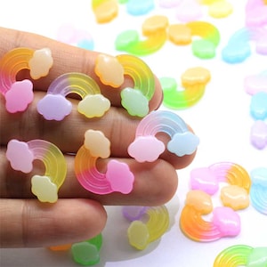 Zweifarbig Flatback Resin Cabochon Kawaii Regenbogen Wolke Resin Cabochons Zubehör DIY Handyhülle Dekoration Basteln Scrapbook 20*30mm
