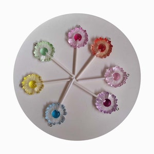 Kleurrijke Daisy Flower Lollipop Charm Hars Snoep Lollipops Hanger Charms voor Telefoonriemen Sleutel Tas Decor DIY Sieraden Maken