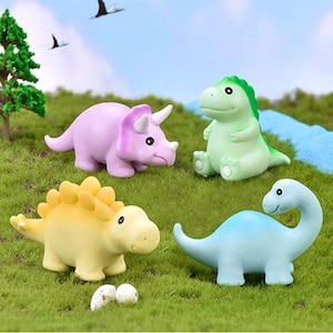 4 peças de dinossauro fofo tiranossauro pequena estátua pequena estatueta artesanato figura ornamento miniaturas