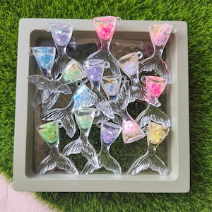 Pendentifs en résine en forme de queue de poisson, remplissage d'étoiles scintillantes, 35mm, pour boucles d'oreilles et colliers, fournitures de fabrication de bijoux