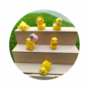 6 estilos amarelo mini pato resina miniatura lagoa acessórios de brinquedo