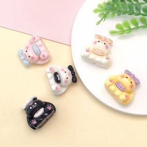 Perline in resina a forma di coniglio kawaii, per la creazione di gioielli, portachiavi con catena per telefono, decorazioni fai da te, accessori per penne con perline