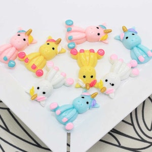 32mm 10pcs Kawaii resina Moda unicorno Charms per decorazione fai-da-te neckalce orecchino portachiavi Gioielli Making