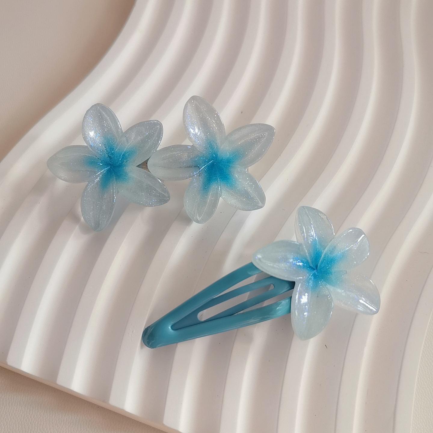 Candy Color Plumeria Flower Snap Clips Metal Snap Hair Clips Hair