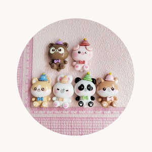 Nieuwe Leuke Cartoon Dieren Kleine Beer Panda Varken Hond Konijn Hars Scrapbook Diy Sieraden Kinderen Gift Haarspeld Accessoires