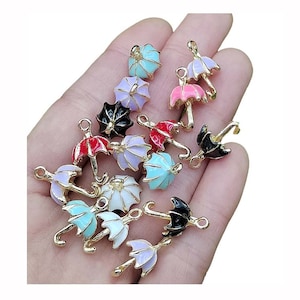 Metalen 3D Cartoon Emaille Olie Druipende Paraplu Charms Hanger voor Sieraden Maken DIY Regenkleding Zonnescherm Charms