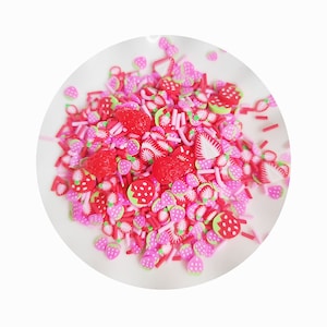 Gemengde rood roze polymeerklei aardbei plakjes hagelslag voor doe-het-zelf ambachten Tumbler vulling