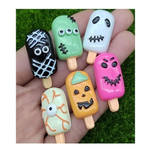 Halloween sorvete mini picolé resina flatback cabochão halloween onaments estatuetas diy enfeites scrapbook
