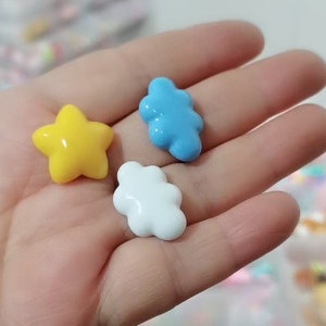 Kawaii Cloud Star Flatback Resina Cabochon DIY Arcilla Decoración Artesanal Nube Blanca Scrapbooking Embellecimiento