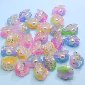 Nuevo lindo 3D brillante conchas planas traseras de resina Cabujones Scrapbooking DIY Joyería Artesanía Decoración Accesorios